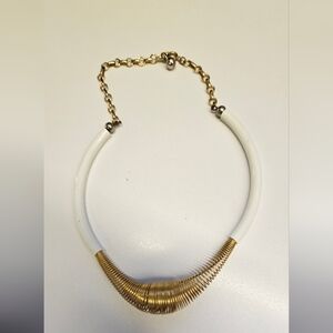 VINTAGE WHITE METAL AND GOLDTONE CHOKER NECKLACE